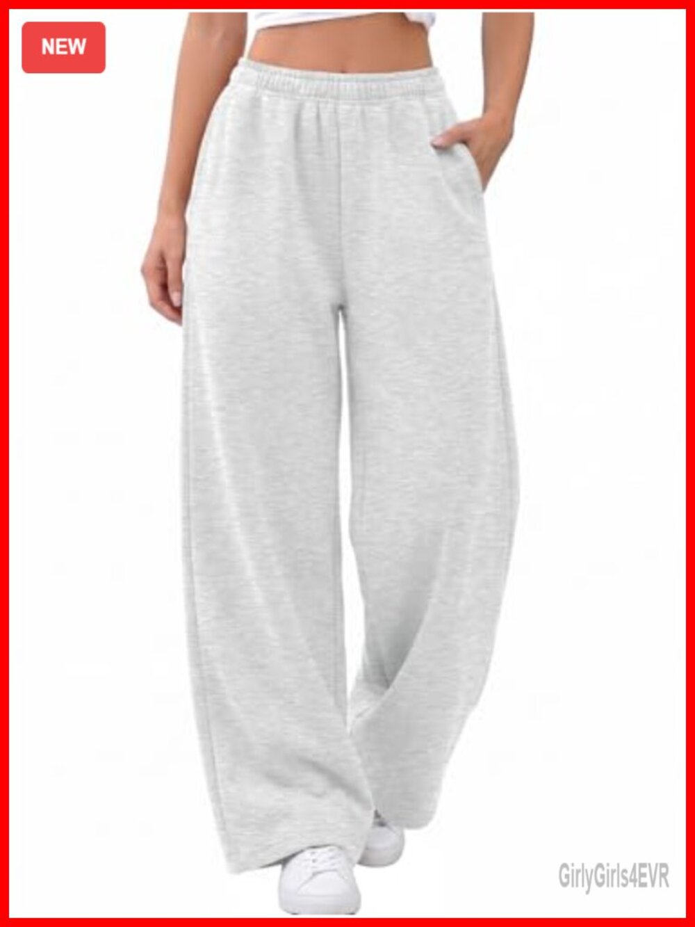 Wide Leg Fleece Lined Sweatpants with Pockets